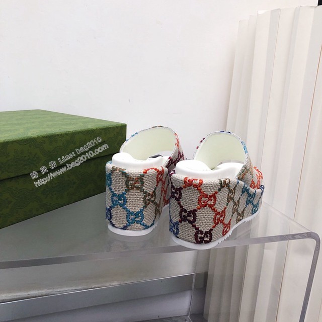 Gucci/Summer最新限量厚底拖鞋 gucci古馳新顏色拖鞋 dx3536